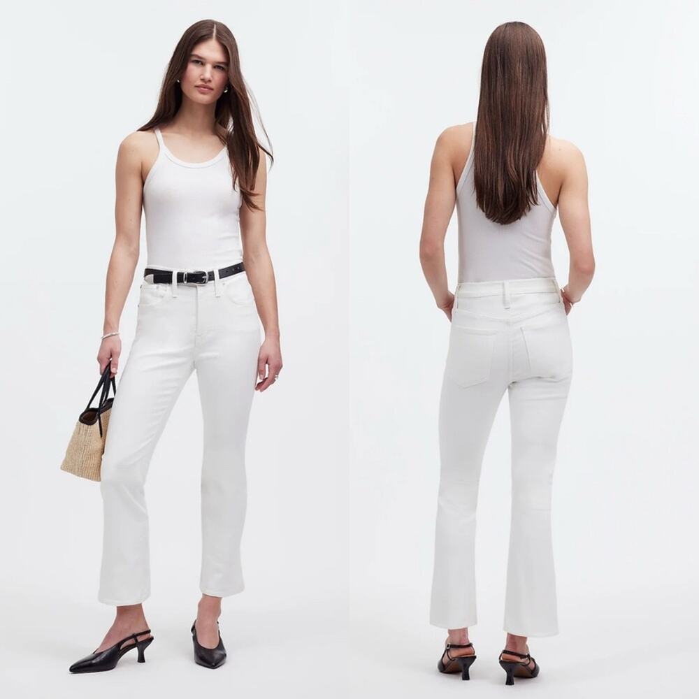 NWT Madewell Mid-Rise Kick Out Crop Jeans in White sz 24
